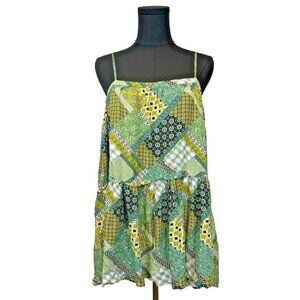 Natural‎ Life Strappy Swing Top Size M Babydoll Floral Patchwork Boho Peasant